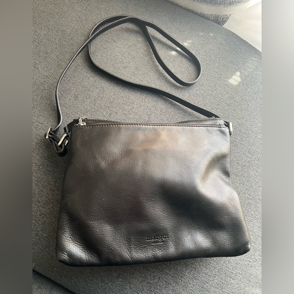 margot Black Leather Crossbody Bag